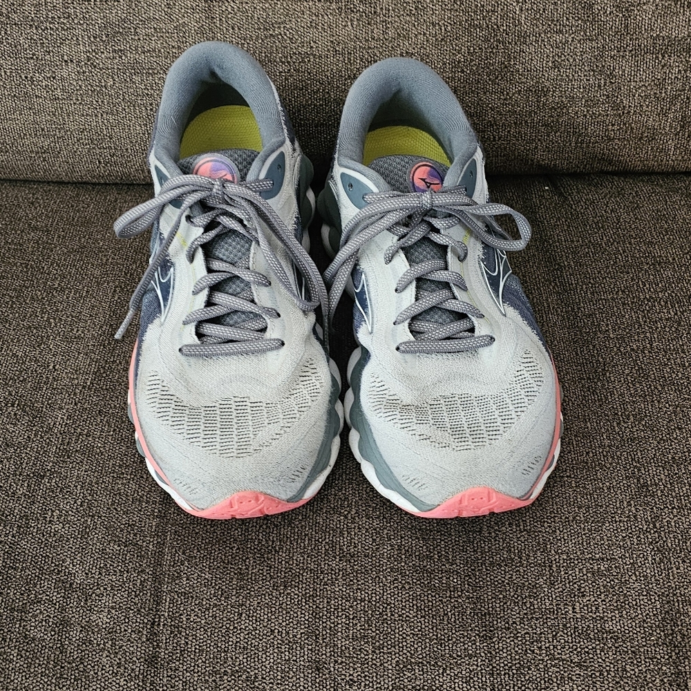 Women's Gray and Pink Athletic Shoes By MIZUNO